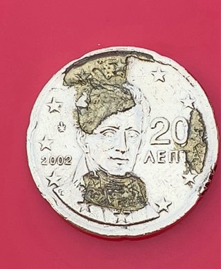 Moneda Grecia 20 Céntimos 2002 Errores