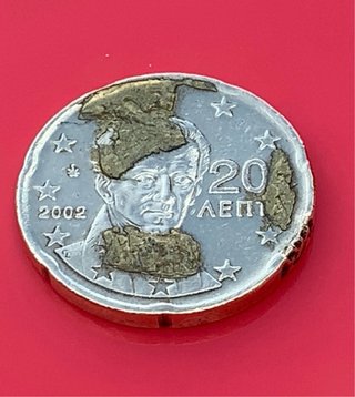 Moneda Grecia 20 Céntimos 2002 Errores
