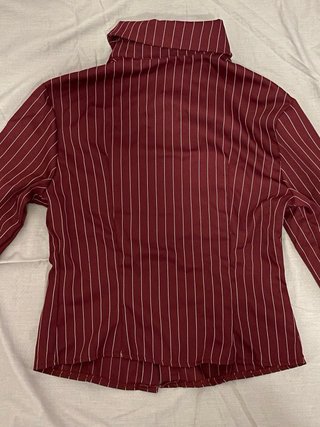 Camicia Bordeaux a Righe per Ufficio Y2K Aderente