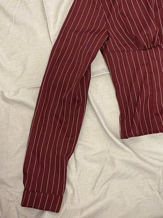 Camicia Bordeaux a Righe per Ufficio Y2K Aderente