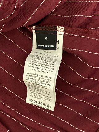 Camicia Bordeaux a Righe per Ufficio Y2K Aderente