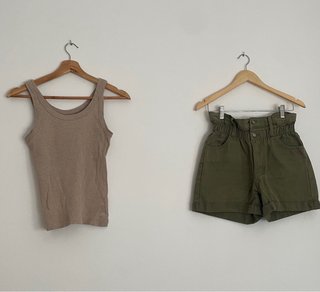 Shorts tiro alto elástico Shein verde militar