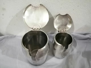 Coppia lattiera bollilatte vintage acciaio inox