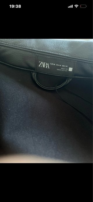 Sobrecamisa Zara Cuero Negra Manga Corta
