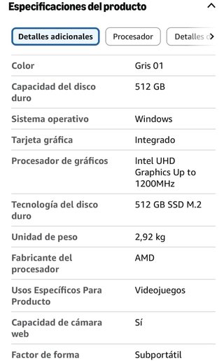 Portátil AOC 16.1 Ryzen 7 5700U 16GB RAM 512GB SSD