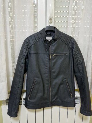 Cazadora cuero Jack & Jones hombre negra. Madrid