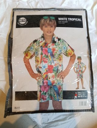 Disfraz Tropical Blanco Talla 7-9 Años
