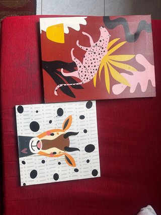 2 Cuadros Decorativos Madera Animales 8 los dos