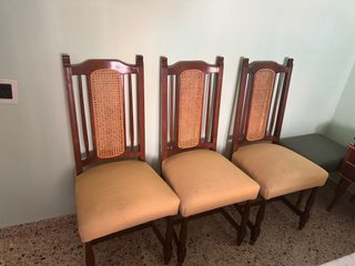 12 Sillas de Comedor Madera y Rattan, 10€ ud