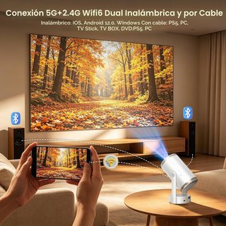 Mini Proyector 4K WiFi 6 Bluetooth Blanco - Nuevo