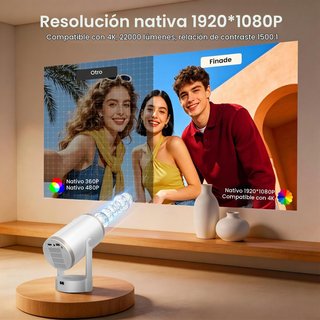 Mini Proyector 4K WiFi 6 Bluetooth Blanco - Nuevo