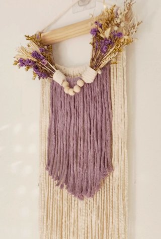 Tapiz Macramé 20x60cms Beige y Morado