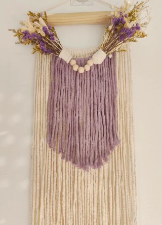 Tapiz Macramé 20x60cms Beige y Morado