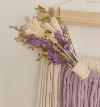 Tapiz Macramé 20x60cms Beige y Morado
