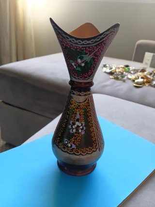 Jarrón cobre pintado vintage