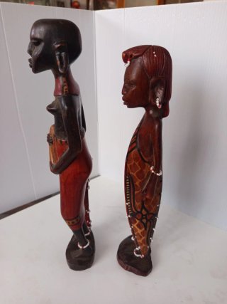Pareja Figuras Africanas Madera Tallada