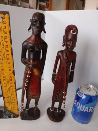 Pareja Figuras Africanas Madera Tallada