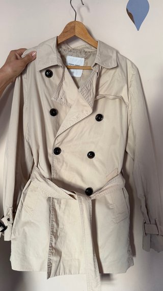 Gabardina GREEN COAST Beige Botones y Cinturón