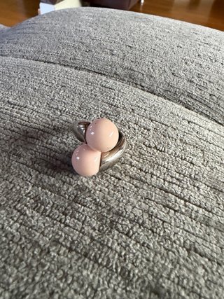 Anillo perlas rosa y plata
