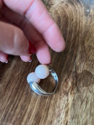 Anillo perlas rosa y plata
