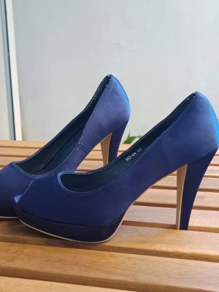 Zapatos tacón alto raso azul 39