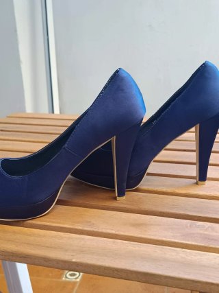 Zapatos tacón alto raso azul 39