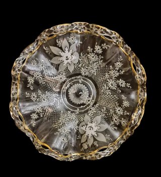 Vassoio fazzoletto vetro dorato 1920-1945