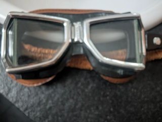 Gafas piloto moto vintage cuero y metal
