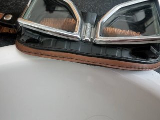 Gafas piloto moto vintage cuero y metal