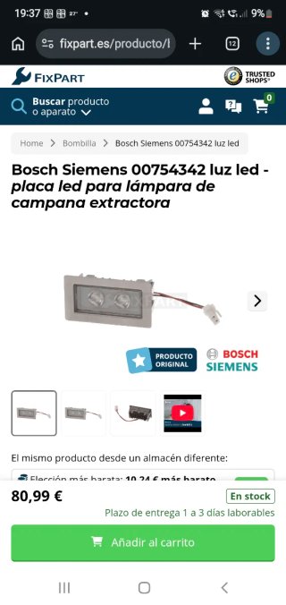 Luz LED Campana Siemens/Bosch