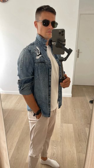 Camisa LFTDNM Denim Bordada Grúas Vintage