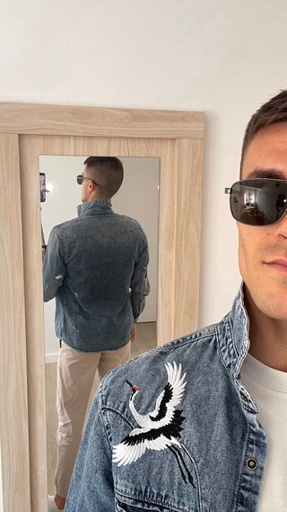 Camisa LFTDNM Denim Bordada Grúas Vintage