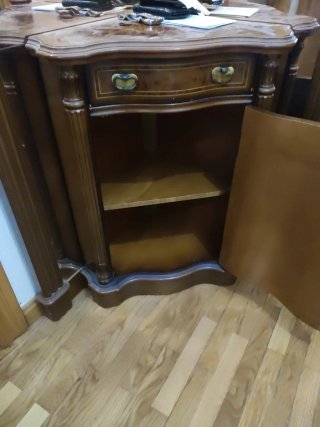 Mueble recibidor esquinero madera y cristal