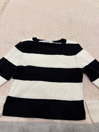 Camiseta Stradivarius Talla S Rayas Blanco y Negro