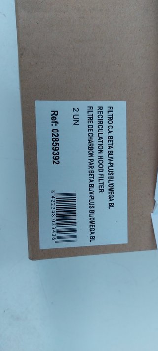 Filtros de carbón para extractor de recirculación.
