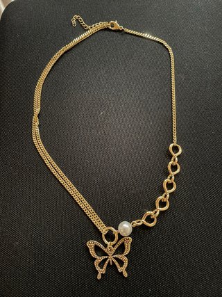 Gargantilla Oro Laminado 14k Mariposa Perla