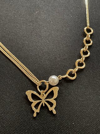 Gargantilla Oro Laminado 14k Mariposa Perla