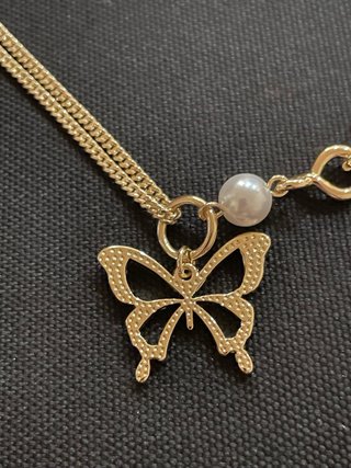 Gargantilla Oro Laminado 14k Mariposa Perla