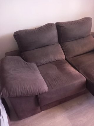 Sofá extensible marrón tela
