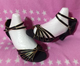 Nuevo.Lote 2 pares zapatos baile negros y dorados