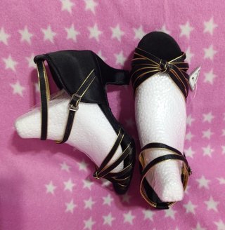 Nuevo.Lote 2 pares zapatos baile negros y dorados