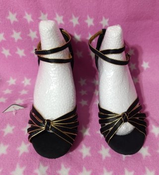 Nuevo.Lote 2 pares zapatos baile negros y dorados