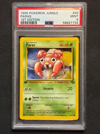 Paras PSA 9 | 1st Ed Inglés (Carta Pokémon 1999)