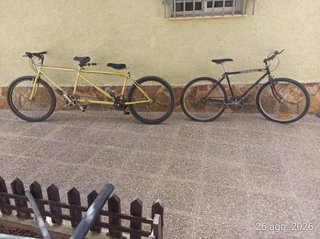 Bicicleta Tandem Amarilla funcionando perfectament