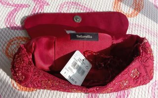 Bolso de fiesta Tintoretto rojo con pedrería