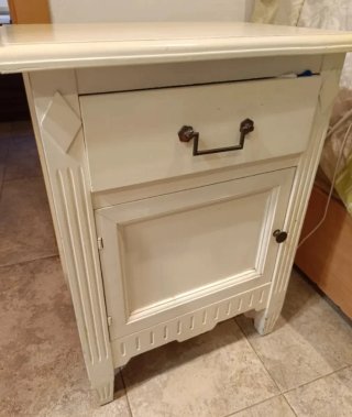 Cabezal de madera y ratán vintage