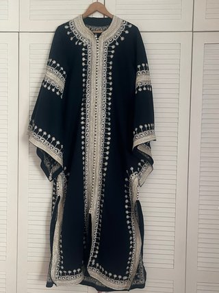 Kaftán azul marino bordado Talla L