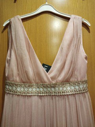 Vestido de fiesta rosa palo