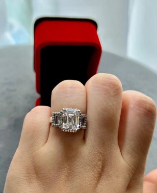 Anillo Plata 925 Talla Esmeralda Grande