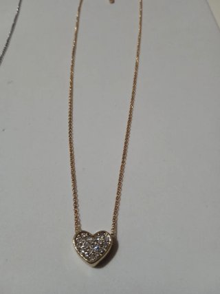 Collana con cuoricino strass colore oro e argento